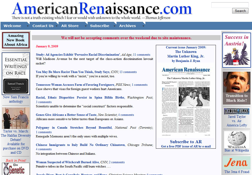 aa American Renaissance homepage - DHS Probing Loughner’s Interest in Neo-Nazi Group with Tea Party Ties