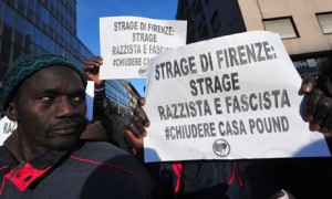 Marchers protesting about 0071 300x180 - Ezra Pound&#039;s Daughter aims to Stop Italian Fascist Group using Father&#039;s Name