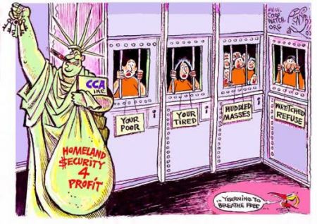 private prison cartoon1 - Private Prisons Raking in Profits - Locking Up Illegal Immigrants Lucrative, Report Finds